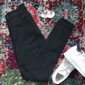 Gap Distressed Black High Rise Skinny Jeans